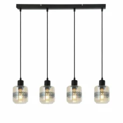Luminaires Globo Lighting Suspension Globo LAZARUS Noir, 4 lumières
