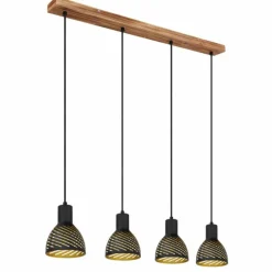 Lampes Dorées-Luminaires Globo Lighting Suspension Globo LENNA Couleur bois, 4 lumières