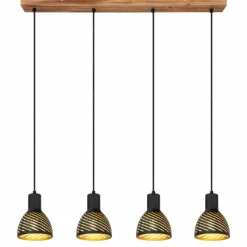 Lampes Dorées-Luminaires Globo Lighting Suspension Globo LENNA Couleur bois, 4 lumières