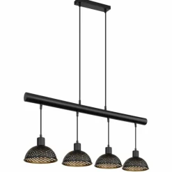 Lampes Dorées-Luminaires Globo Lighting Suspension Globo LENNA Noir, 4 lumières