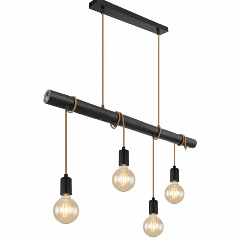 Lampes En Bois-Luminaires Globo Lighting Suspension Globo LEO Noir, 4 lumières