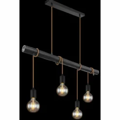Lampes En Bois-Luminaires Globo Lighting Suspension Globo LEO Noir, 4 lumières