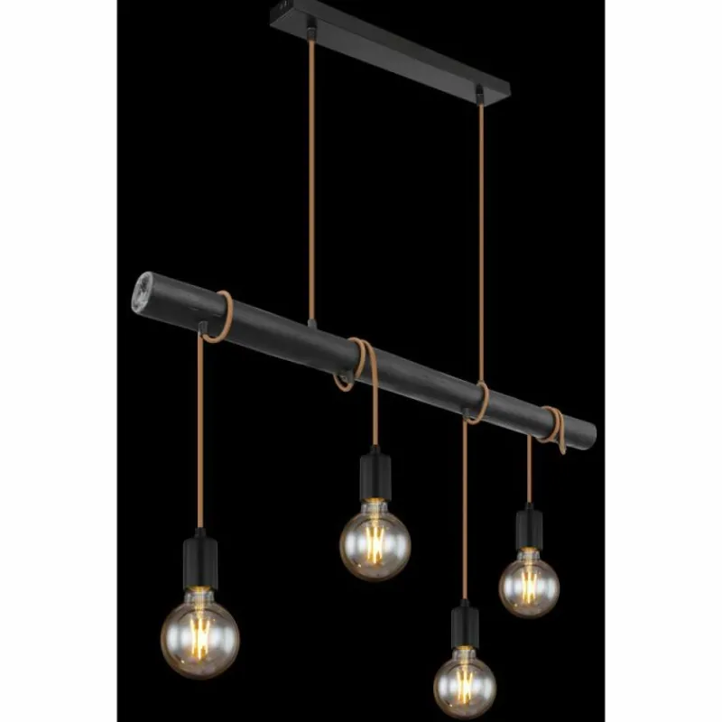 Lampes En Bois-Luminaires Globo Lighting Suspension Globo LEO Noir, 4 lumières