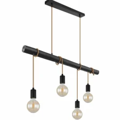 Lampes En Bois-Luminaires Globo Lighting Suspension Globo LEO Noir, 4 lumières