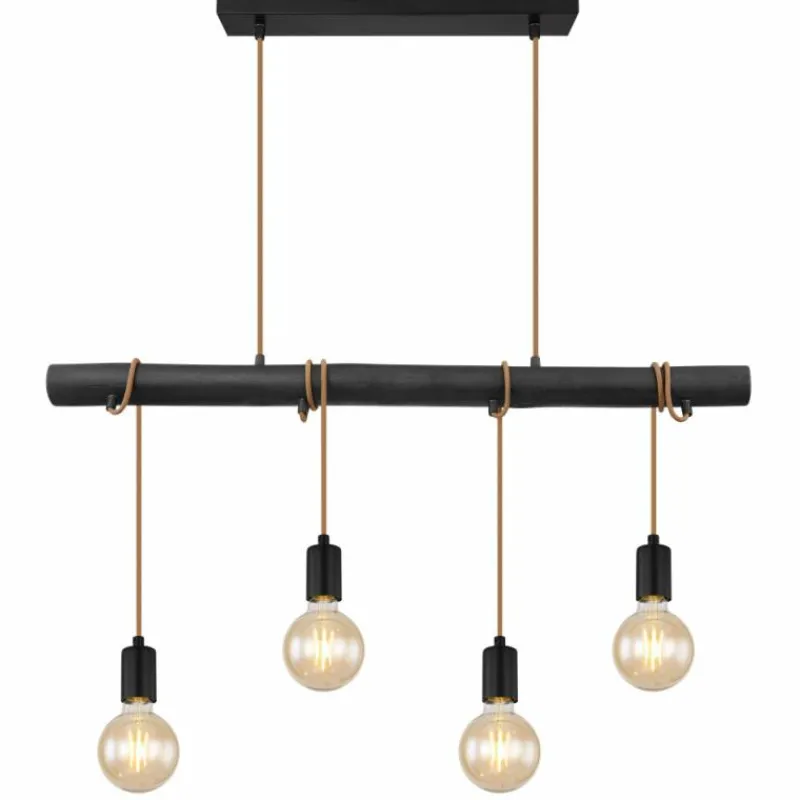 Lampes En Bois-Luminaires Globo Lighting Suspension Globo LEO Noir, 4 lumières