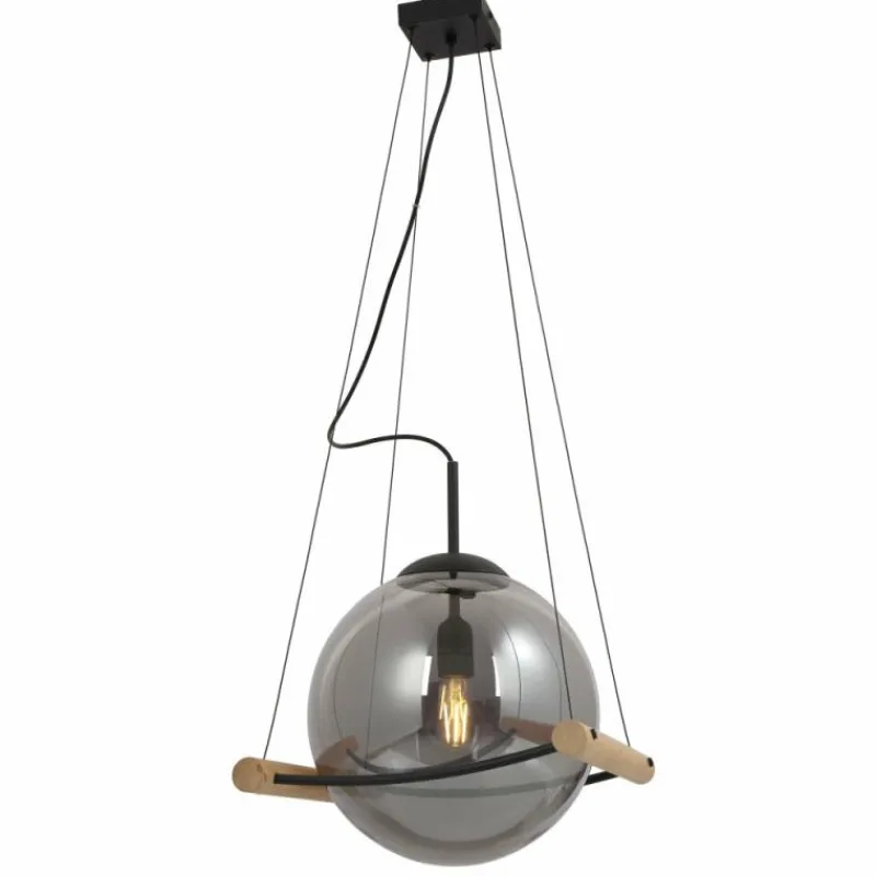 Suspension Verre Fumé-Luminaires Globo Lighting Suspension Globo LEONA Écru, Noir, 1 lumière