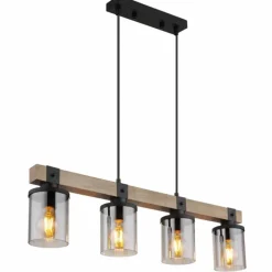 Suspension Verre Fumé-Luminaires Globo Lighting Suspension Globo LILA Brun, Noir, 4 lumières