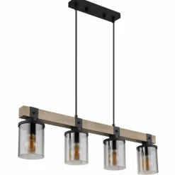 Suspension Verre Fumé-Luminaires Globo Lighting Suspension Globo LILA Brun, Noir, 4 lumières