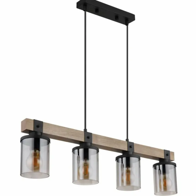 Suspension Verre Fumé-Luminaires Globo Lighting Suspension Globo LILA Brun, Noir, 4 lumières
