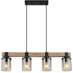 Suspension Verre Fumé-Luminaires Globo Lighting Suspension Globo LILA Brun, Noir, 4 lumières