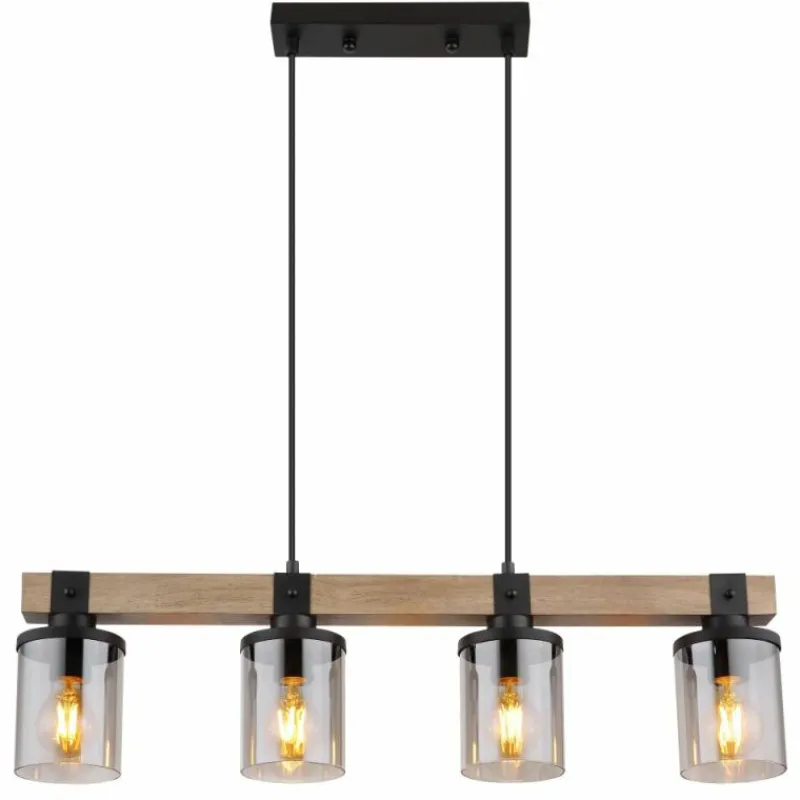 Suspension Verre Fumé-Luminaires Globo Lighting Suspension Globo LILA Brun, Noir, 4 lumières