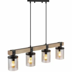 Suspension Verre Fumé-Luminaires Globo Lighting Suspension Globo LILA Brun, Noir, 4 lumières