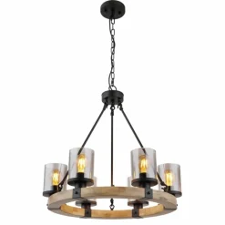 Suspension Verre Fumé-Luminaires Globo Lighting Suspension Globo LILA Brun, Noir, 6 lumières