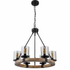 Suspension Verre Fumé-Luminaires Globo Lighting Suspension Globo LILA Brun, Noir, 6 lumières