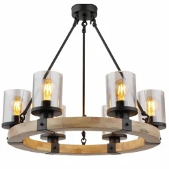 Suspension Verre Fumé-Luminaires Globo Lighting Suspension Globo LILA Brun, Noir, 6 lumières