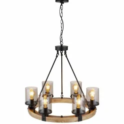 Suspension Verre Fumé-Luminaires Globo Lighting Suspension Globo LILA Brun, Noir, 6 lumières