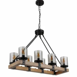 Suspension Verre Fumé-Luminaires Globo Lighting Suspension Globo LILA Brun, Noir, 8 lumières