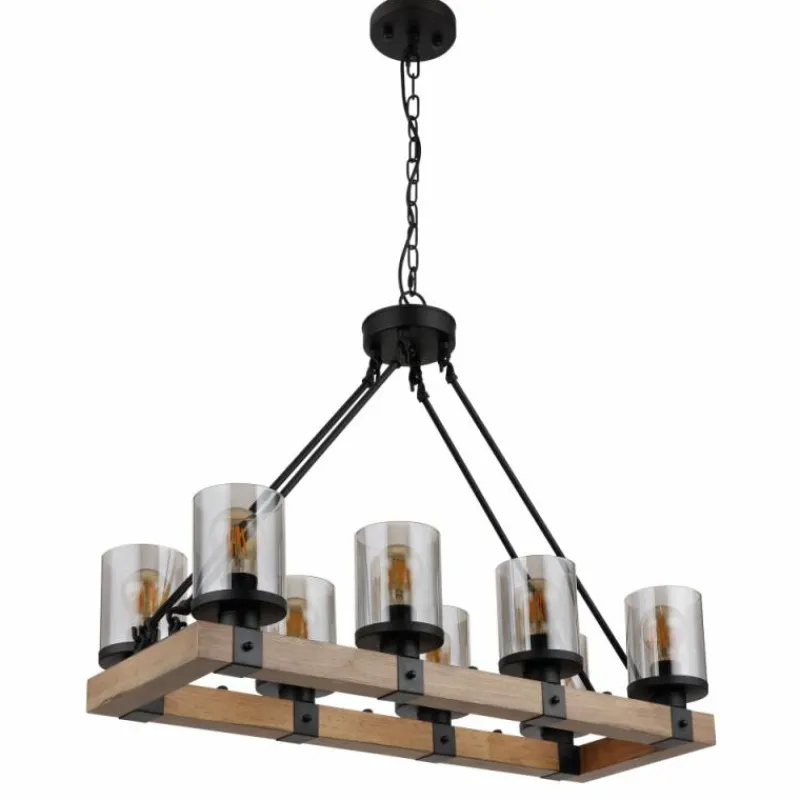 Suspension Verre Fumé-Luminaires Globo Lighting Suspension Globo LILA Brun, Noir, 8 lumières