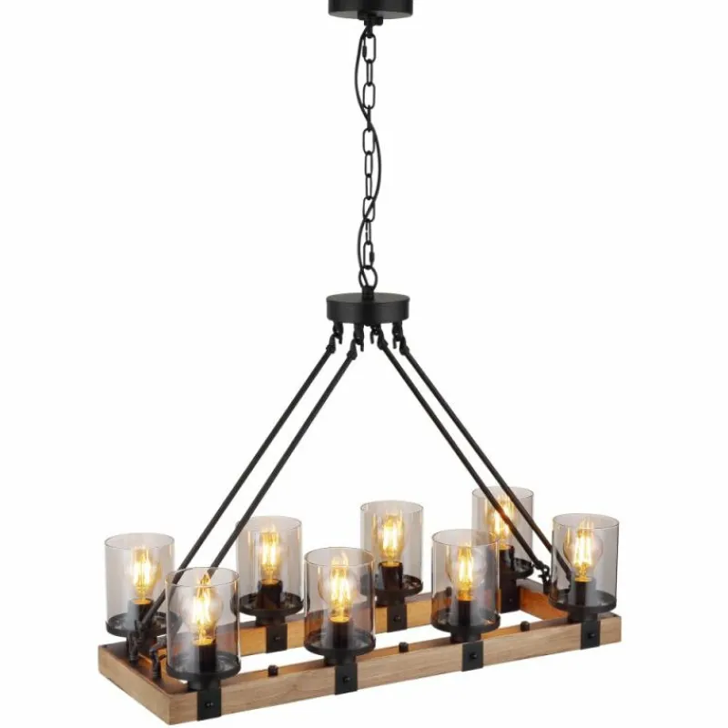 Suspension Verre Fumé-Luminaires Globo Lighting Suspension Globo LILA Brun, Noir, 8 lumières