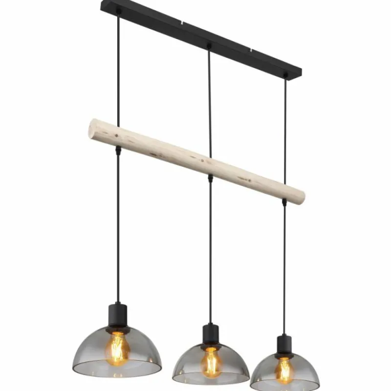 Suspension Verre Fumé-Luminaires Globo Lighting Suspension Globo LINDI Écru, Noir, 3 lumières