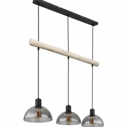 Suspension Verre Fumé-Luminaires Globo Lighting Suspension Globo LINDI Écru, Noir, 3 lumières