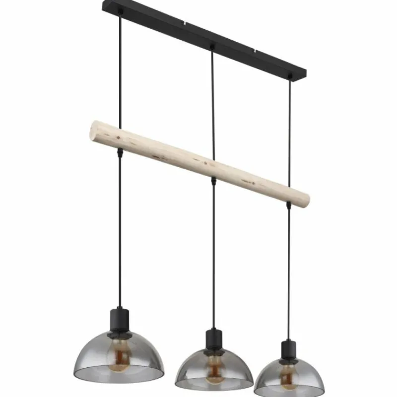 Suspension Verre Fumé-Luminaires Globo Lighting Suspension Globo LINDI Écru, Noir, 3 lumières