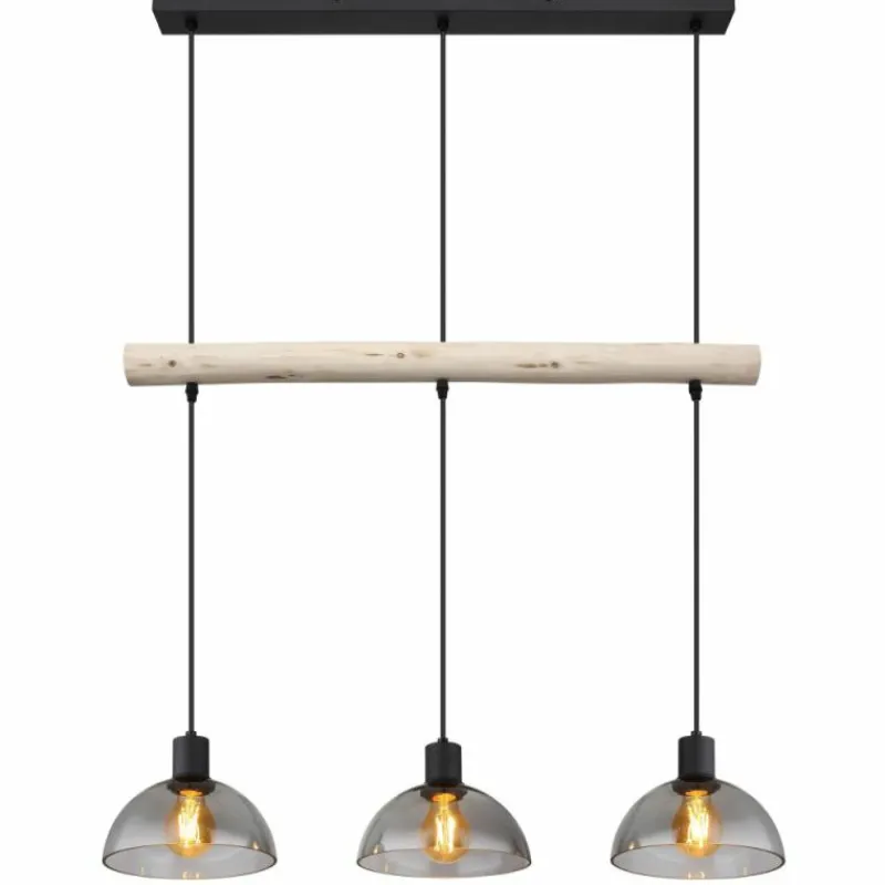 Suspension Verre Fumé-Luminaires Globo Lighting Suspension Globo LINDI Écru, Noir, 3 lumières