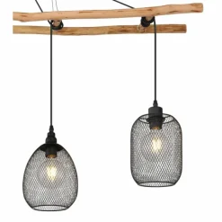 Lampes En Bois-Luminaires Globo Lighting Suspension Globo LIONI Bois clair, Noir, 4 lumières