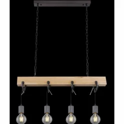 Lampes Industrielles-Luminaires Globo Lighting Suspension Globo LUDI Noir, 4 lumières