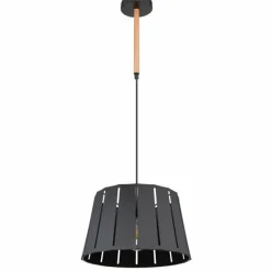 Lampes En Bois-Luminaires Globo Lighting Suspension Globo LUNA Couleur bois, Noir, 1 lumière