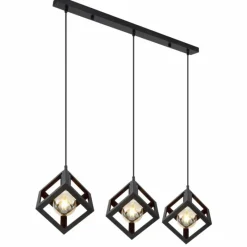 Lampes Industrielles-Luminaires Globo Lighting Suspension Globo LYDIA Noir, 3 lumières