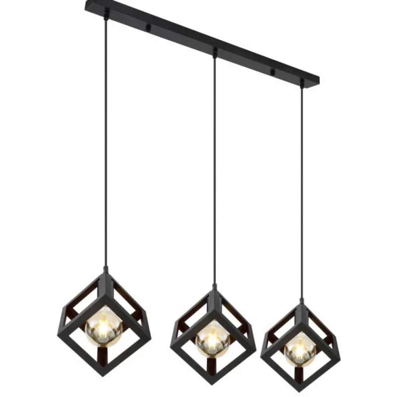 Lampes Industrielles-Luminaires Globo Lighting Suspension Globo LYDIA Noir, 3 lumières