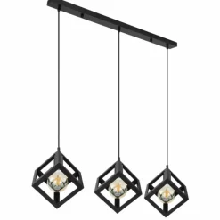 Lampes Industrielles-Luminaires Globo Lighting Suspension Globo LYDIA Noir, 3 lumières