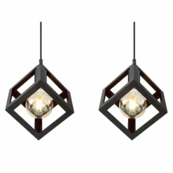 Lampes Industrielles-Luminaires Globo Lighting Suspension Globo LYDIA Noir, 3 lumières