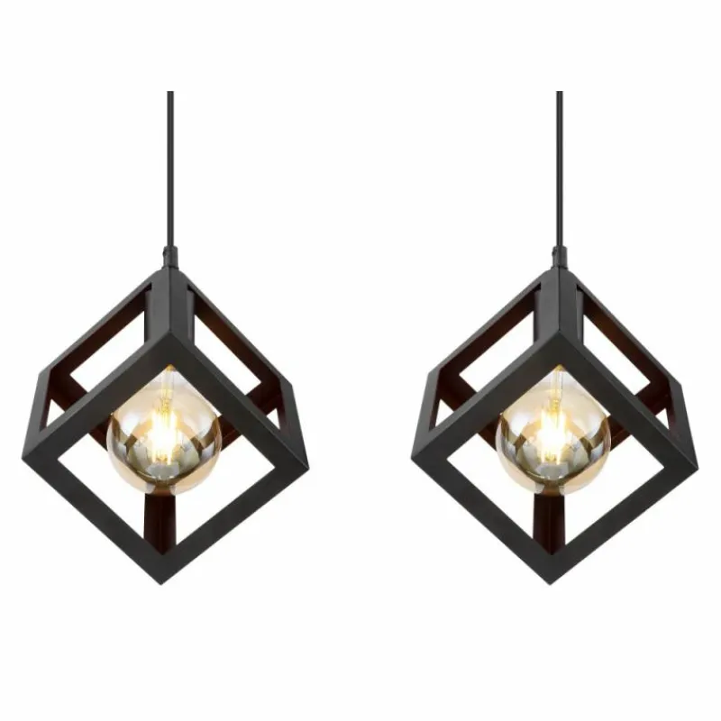 Lampes Industrielles-Luminaires Globo Lighting Suspension Globo LYDIA Noir, 3 lumières