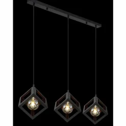 Lampes Industrielles-Luminaires Globo Lighting Suspension Globo LYDIA Noir, 3 lumières