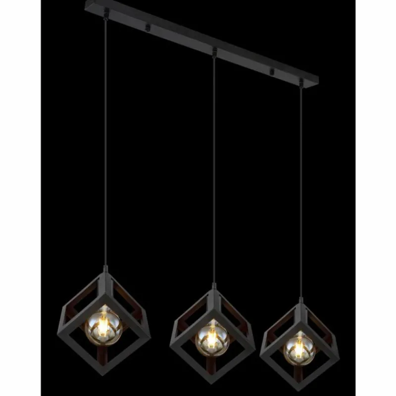 Lampes Industrielles-Luminaires Globo Lighting Suspension Globo LYDIA Noir, 3 lumières