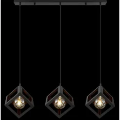 Lampes Industrielles-Luminaires Globo Lighting Suspension Globo LYDIA Noir, 3 lumières