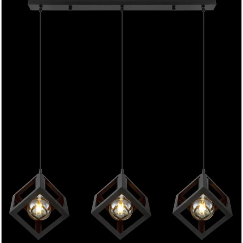 Lampes Industrielles-Luminaires Globo Lighting Suspension Globo LYDIA Noir, 3 lumières