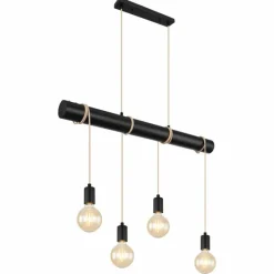 Lampes En Tissu-Luminaires Globo Lighting Suspension Globo MAGNUS Noir, 4 lumières