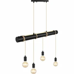 Lampes En Tissu-Luminaires Globo Lighting Suspension Globo MAGNUS Noir, 4 lumières