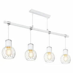 Luminaires Scandinaves-Luminaires Globo Lighting Suspension Globo MAIDA Chrome, Blanc, 4 lumières