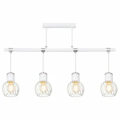 Luminaires Scandinaves-Luminaires Globo Lighting Suspension Globo MAIDA Chrome, Blanc, 4 lumières