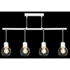 Luminaires Scandinaves-Luminaires Globo Lighting Suspension Globo MAIDA Chrome, Blanc, 4 lumières