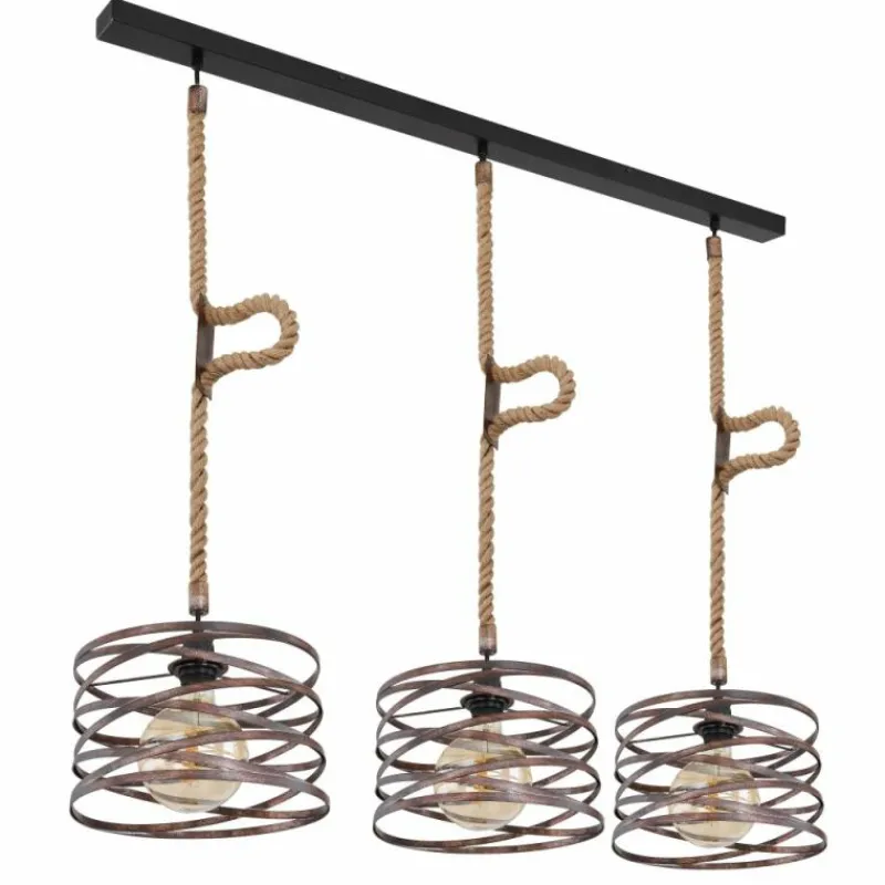 Lampes Vintages & Rétros-Luminaires Globo Lighting Suspension Globo MARCO Brun, Noir, 3 lumières