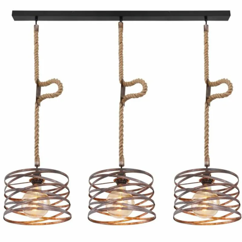 Lampes Vintages & Rétros-Luminaires Globo Lighting Suspension Globo MARCO Brun, Noir, 3 lumières