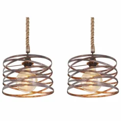 Lampes Vintages & Rétros-Luminaires Globo Lighting Suspension Globo MARCO Brun, Noir, 3 lumières