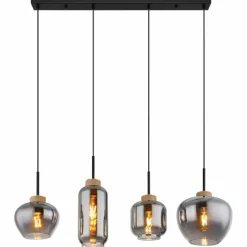Suspension Verre Fumé-Luminaires Globo Lighting Suspension Globo MATT Noir, 4 lumières