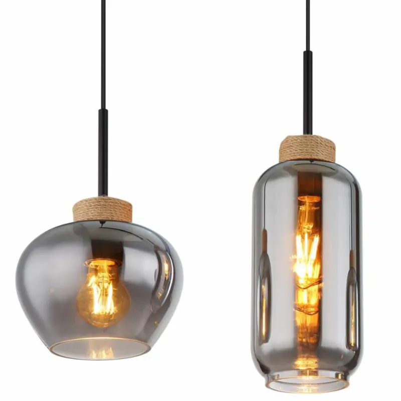 Suspension Verre Fumé-Luminaires Globo Lighting Suspension Globo MATT Noir, 4 lumières