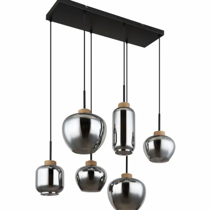 Suspension Verre Fumé-Luminaires Globo Lighting Suspension Globo MATT Noir, 6 lumières